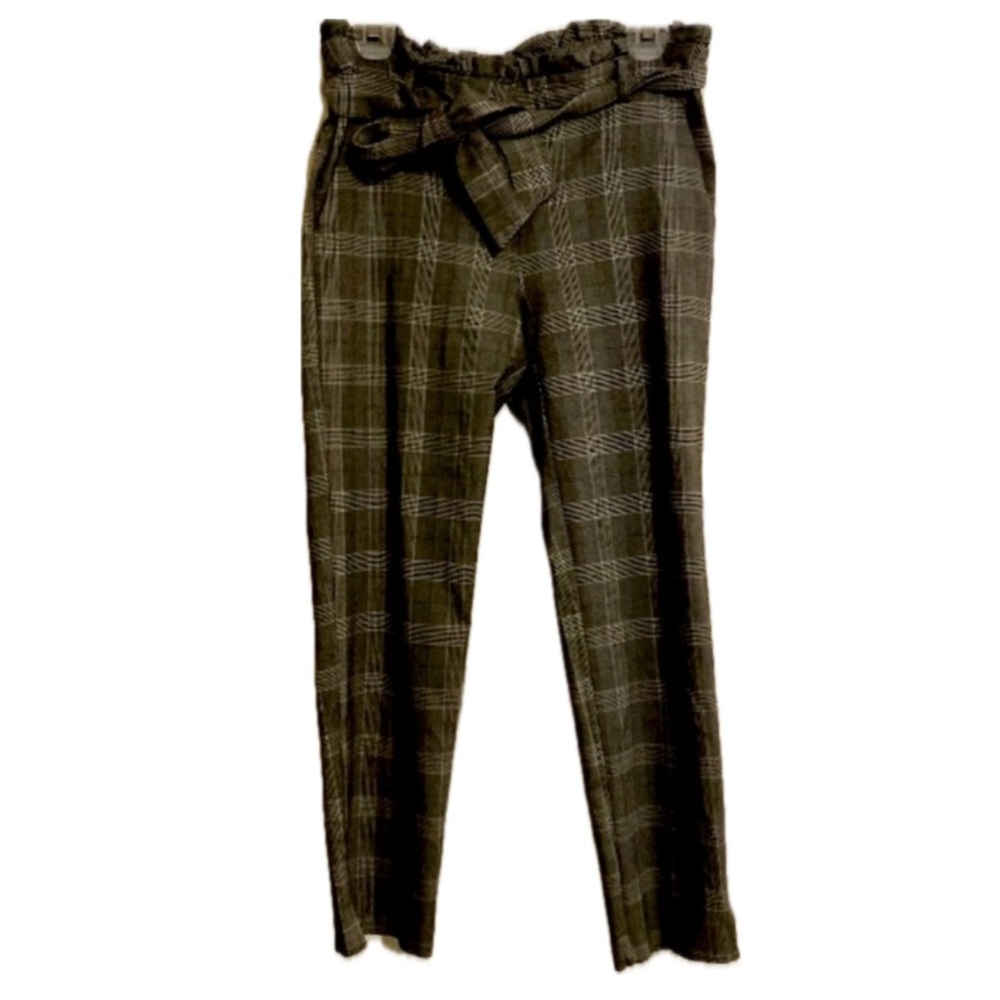 Plaid Love Scarlett Plaid paper bag tie waist Pant Sz 6